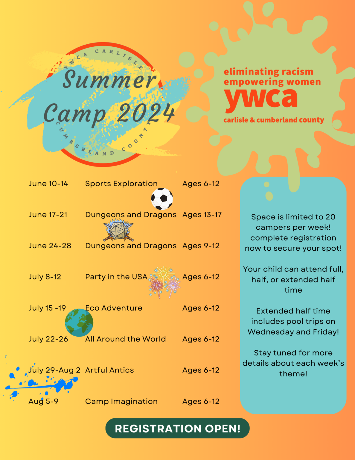 Summer 2024 Youth Camp - YWCA Carlisle & Cumberland County